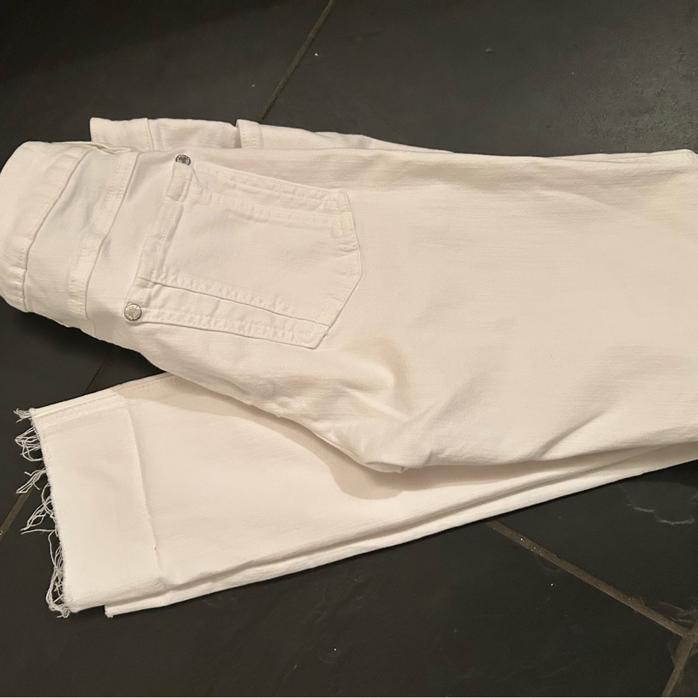 Alice + Olivia Crisp White Jeans Raw Hem Size 0 - Picture 6 of 6